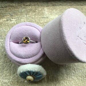 Lisa Eldridge The Josephine Ring Cushion Cut Citrine in Solid Sterling Silver